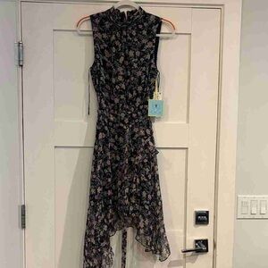 C.C Black Floral High Low Dress